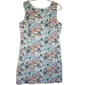 NWT Talbots Coastal Print Sleeveless Shift Dress Knee Length Size 14 $120 MSRP